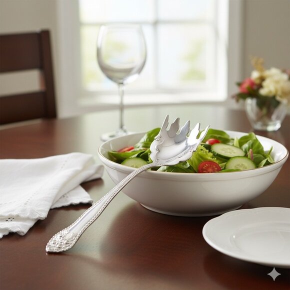 Antique Rose York Rose Silverplate Beef Fork by EHH Smith / National Silver Co - Picture 1 of 8